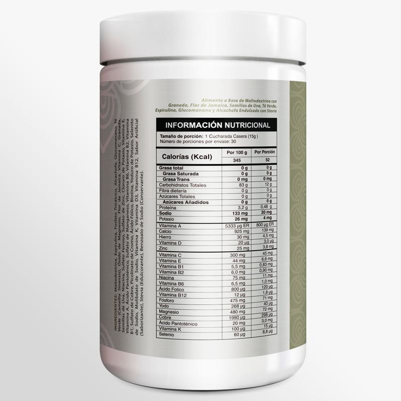 TEATOX, SÚPER ALIMENTO CON ESPIRULINA, TÉ VERDE, ALCACHOFA, FLOR DE JAMAICA ,GRANADA Y SEMILLAS DE UVA